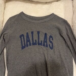 Brandy Melville Grey Sweatshirt with Blue Dallas Lettering